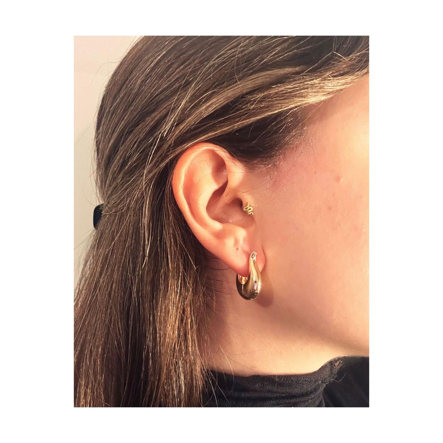U Shaped gold earring dangle