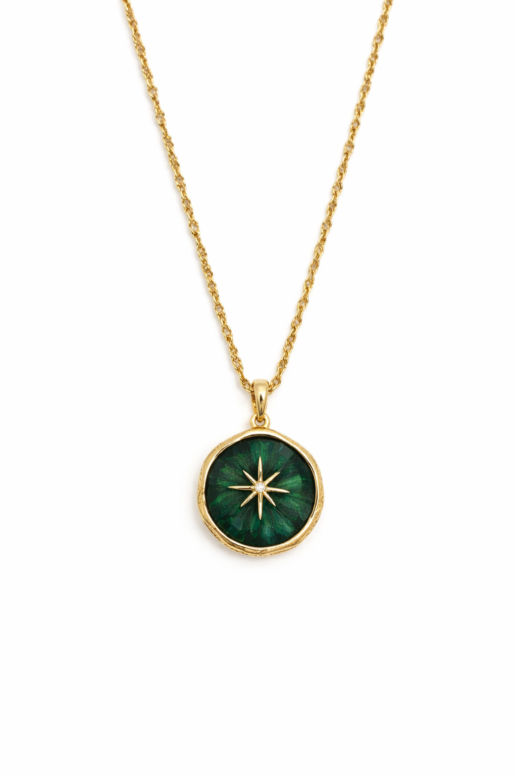 Green Pendant Golden Chain Necklace