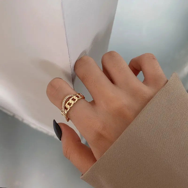 Cuban chain diamond ring
