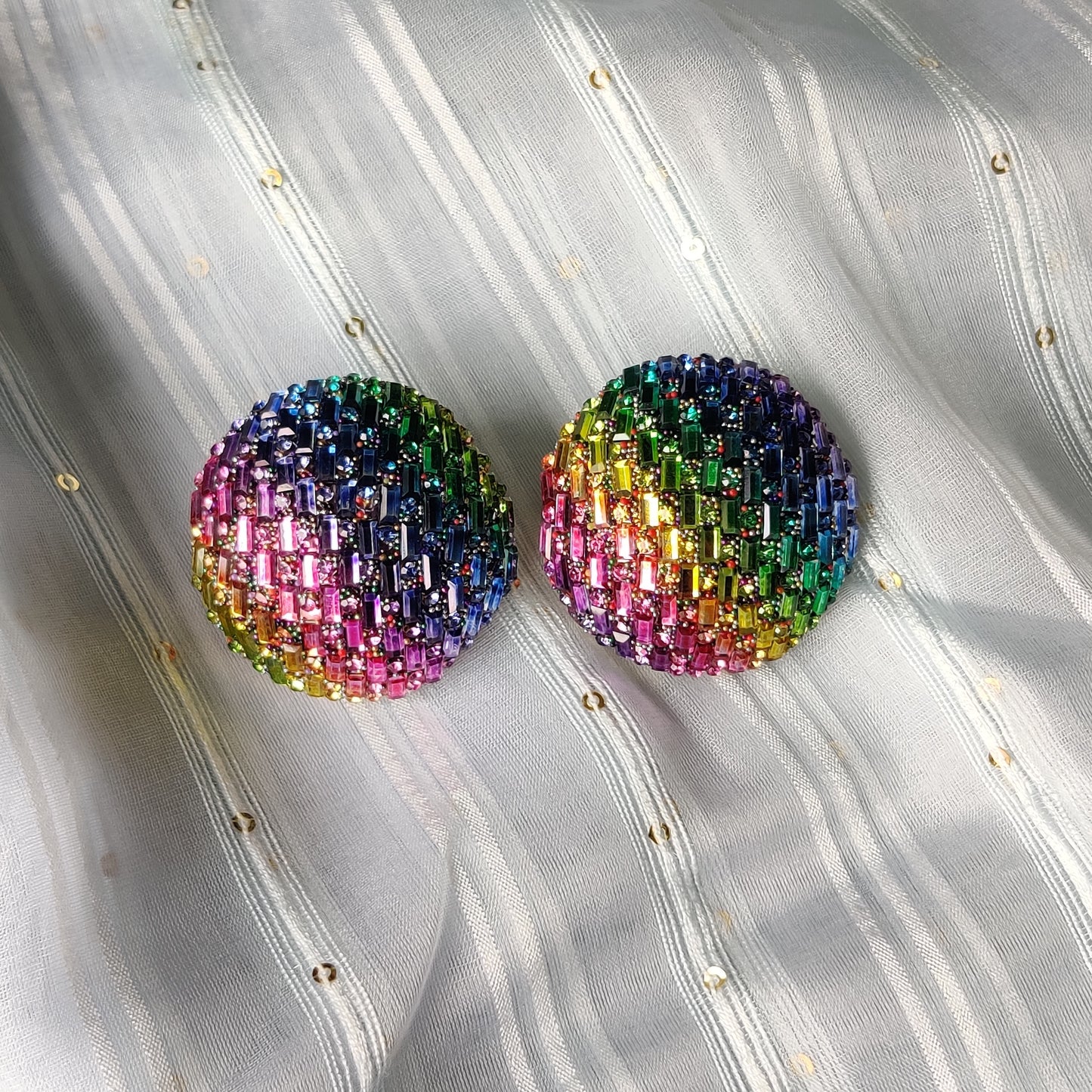 Multi color Diamond big circle stud earring