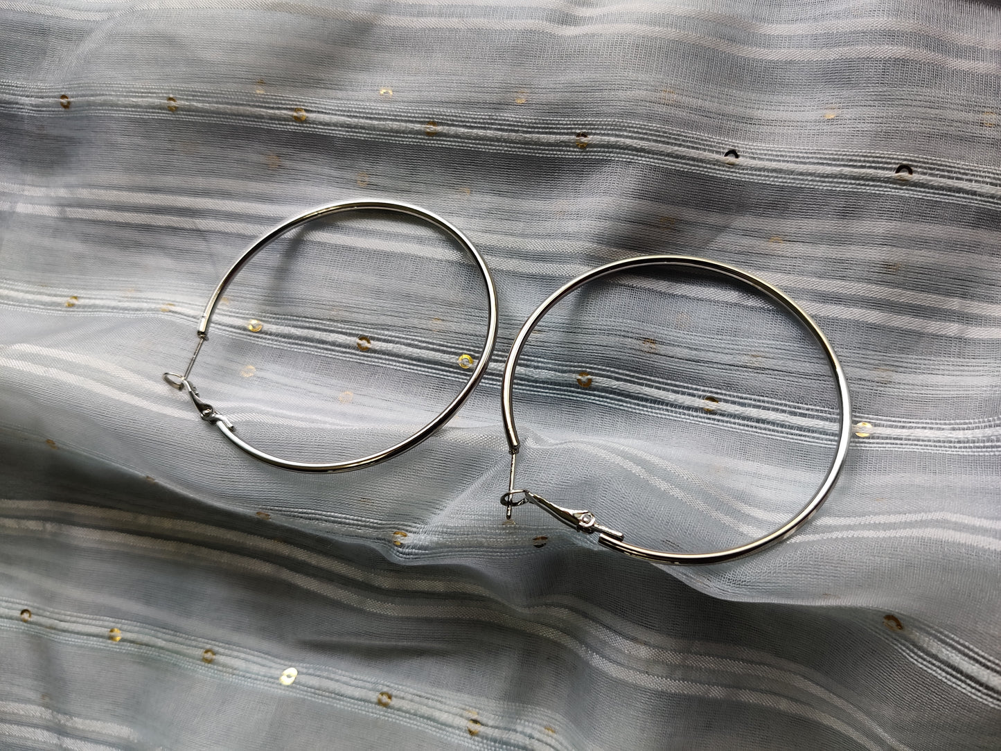 Shiny silver big hoop earring online