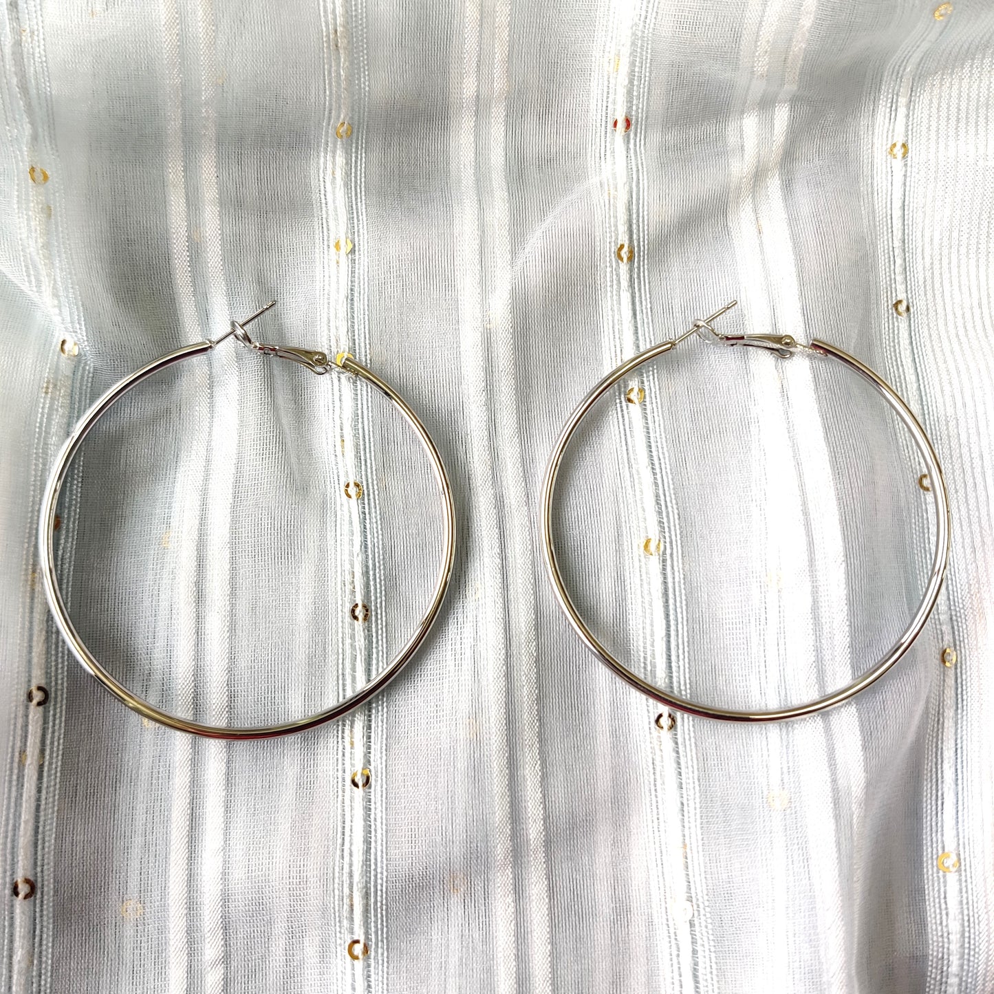 Silver big hoop dangle earring for women