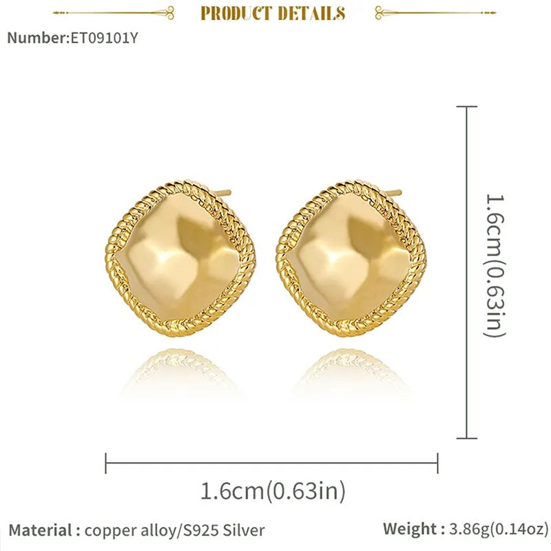 Golden color square cubic earring