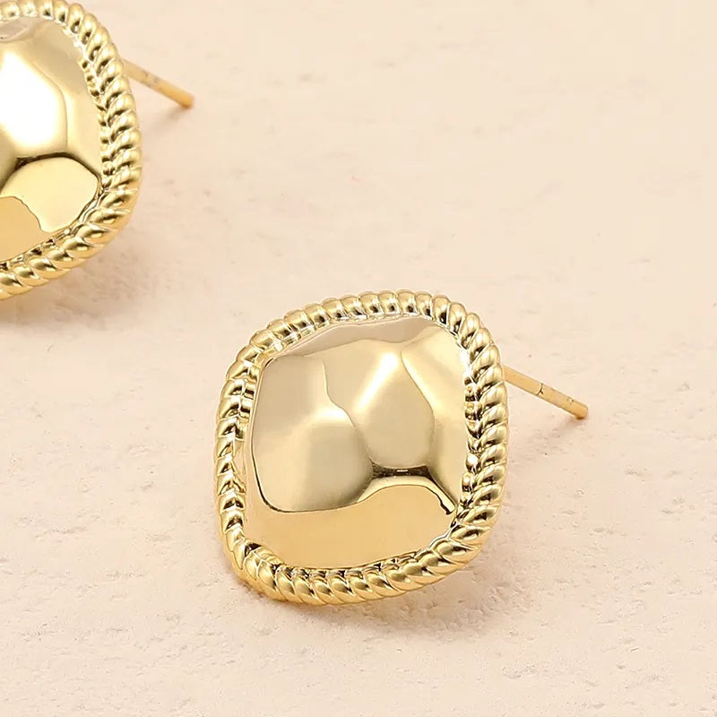 Golden color square cubic earring