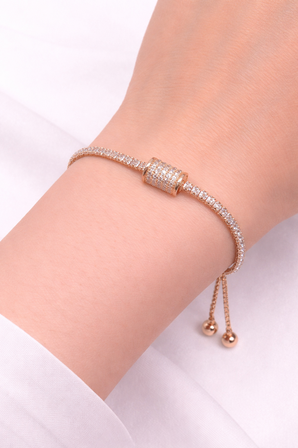 Attractive Design Cubic Diamonds Adjustable Rose Gold Bracelets