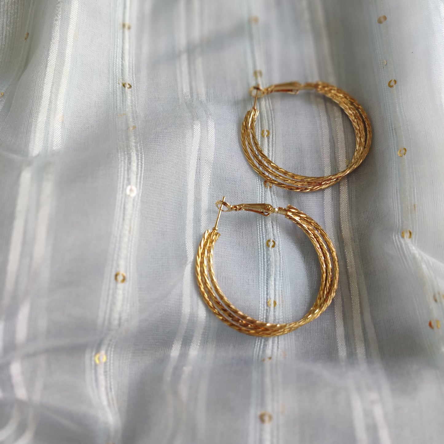 Layered gold round hoop hoop earring for women online