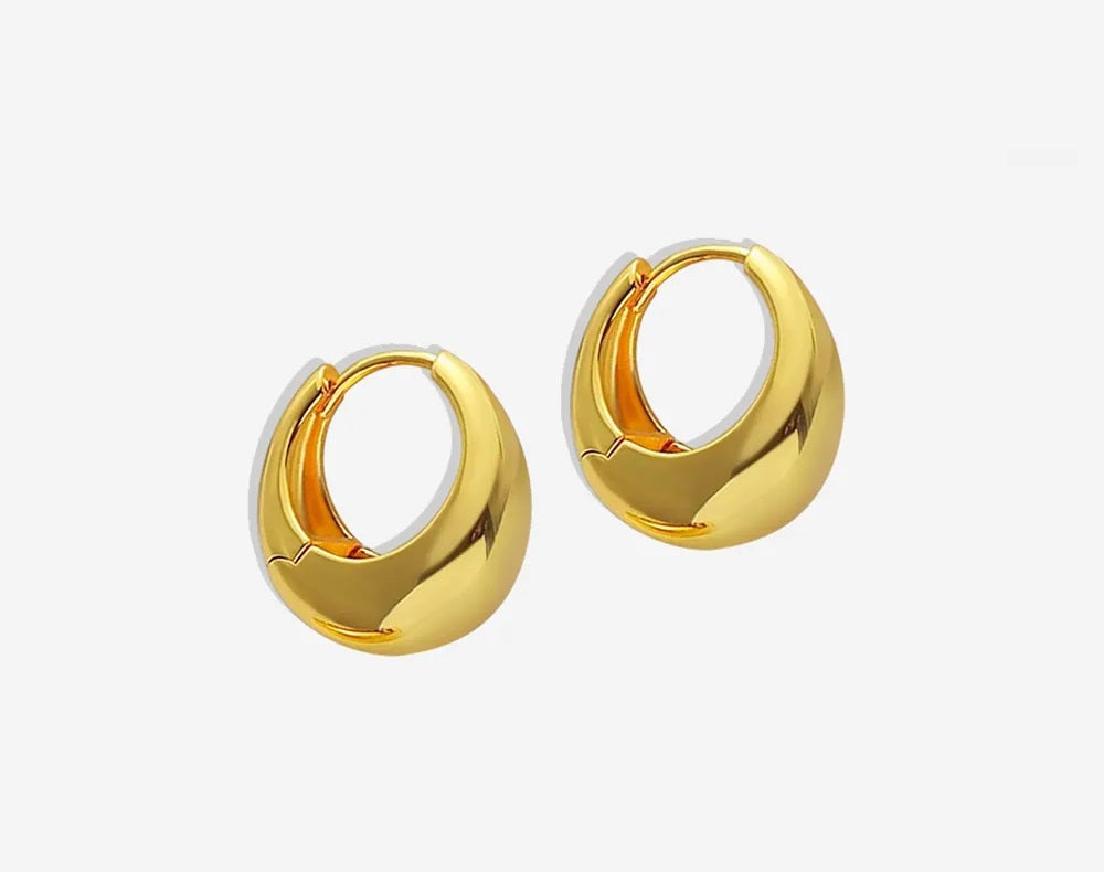 Round 18k gold plated hoop earring