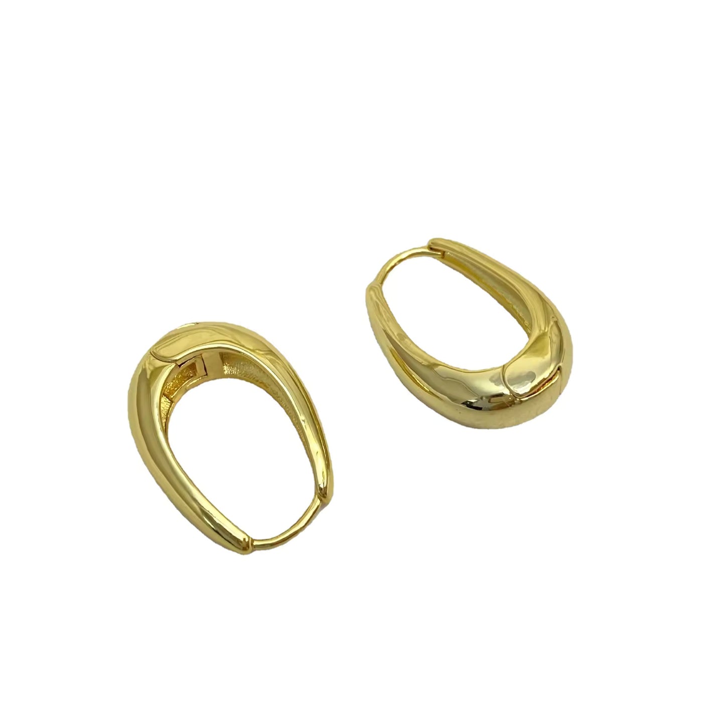 Gold dangle with golssy finish earring