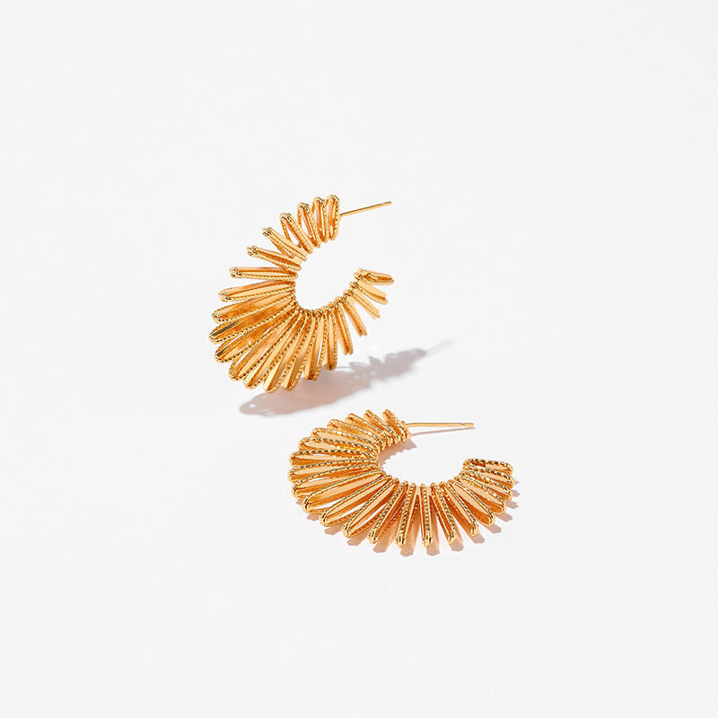 Gold Plated C Shape Sunlight Stud Earring