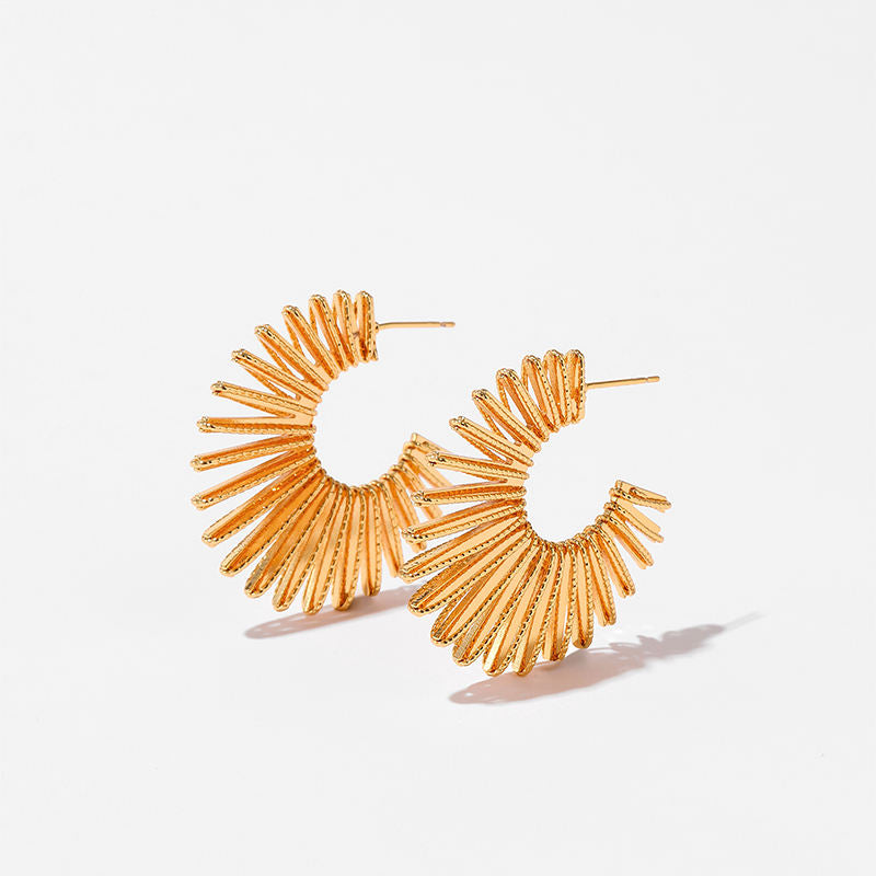 Gold Plated C Shape Sunlight Stud Earring