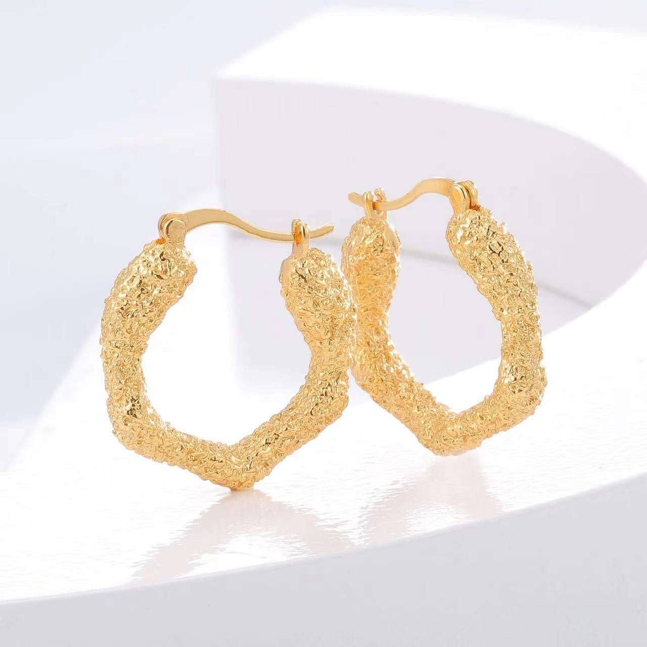 Golden Trendy Hollow Metal Hoop Earring