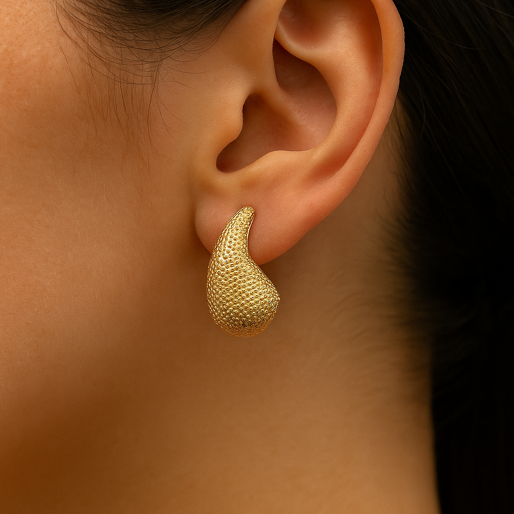Gold Plated Water Drop With Fancy Look Earring