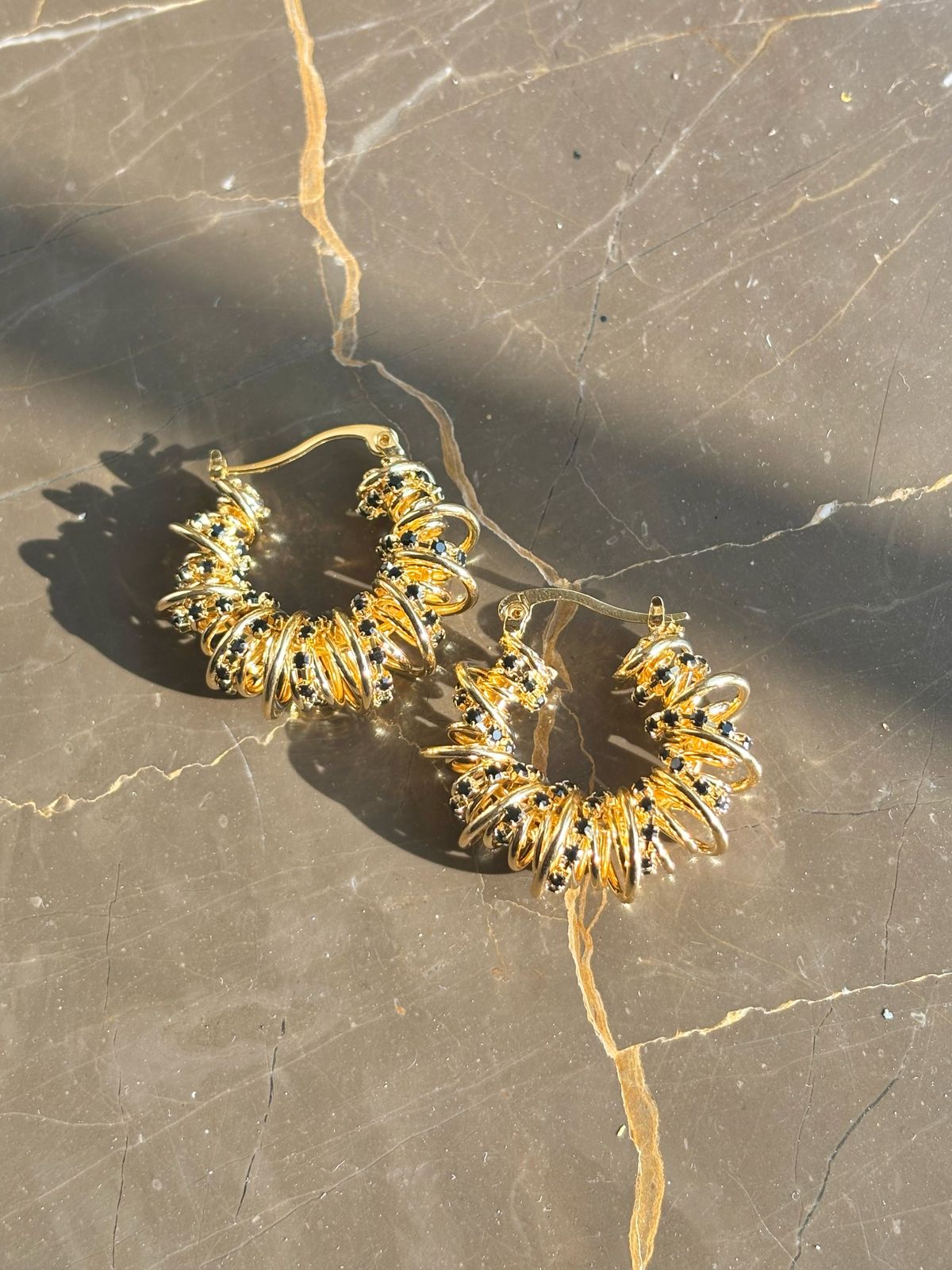 Multi Ring Type Gold Plated Fashionable Earring