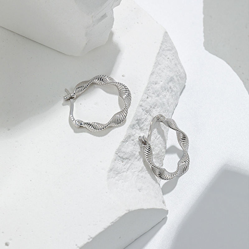 Silver Plated Twisted Loop Earring