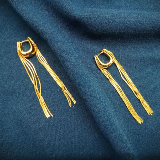 Fashion Gold Chain Tassel Earrings