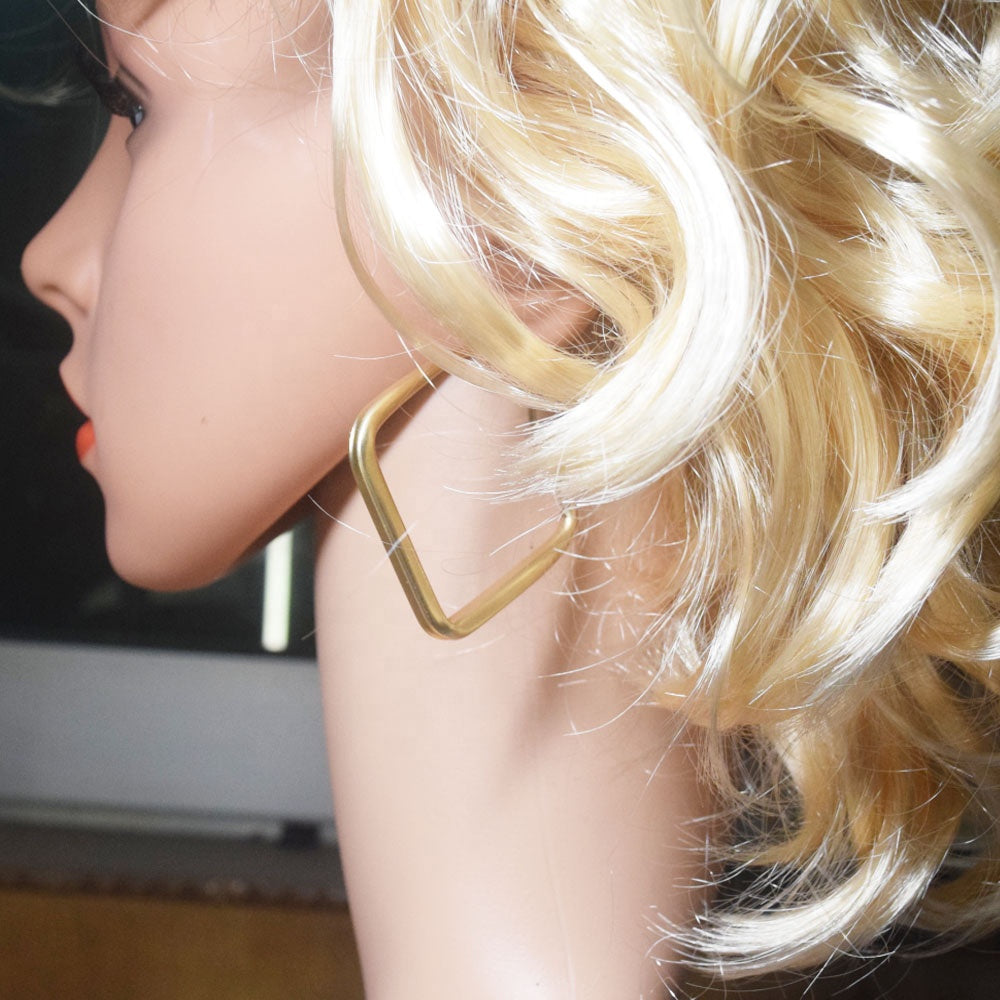 big Gold square shape design hoops