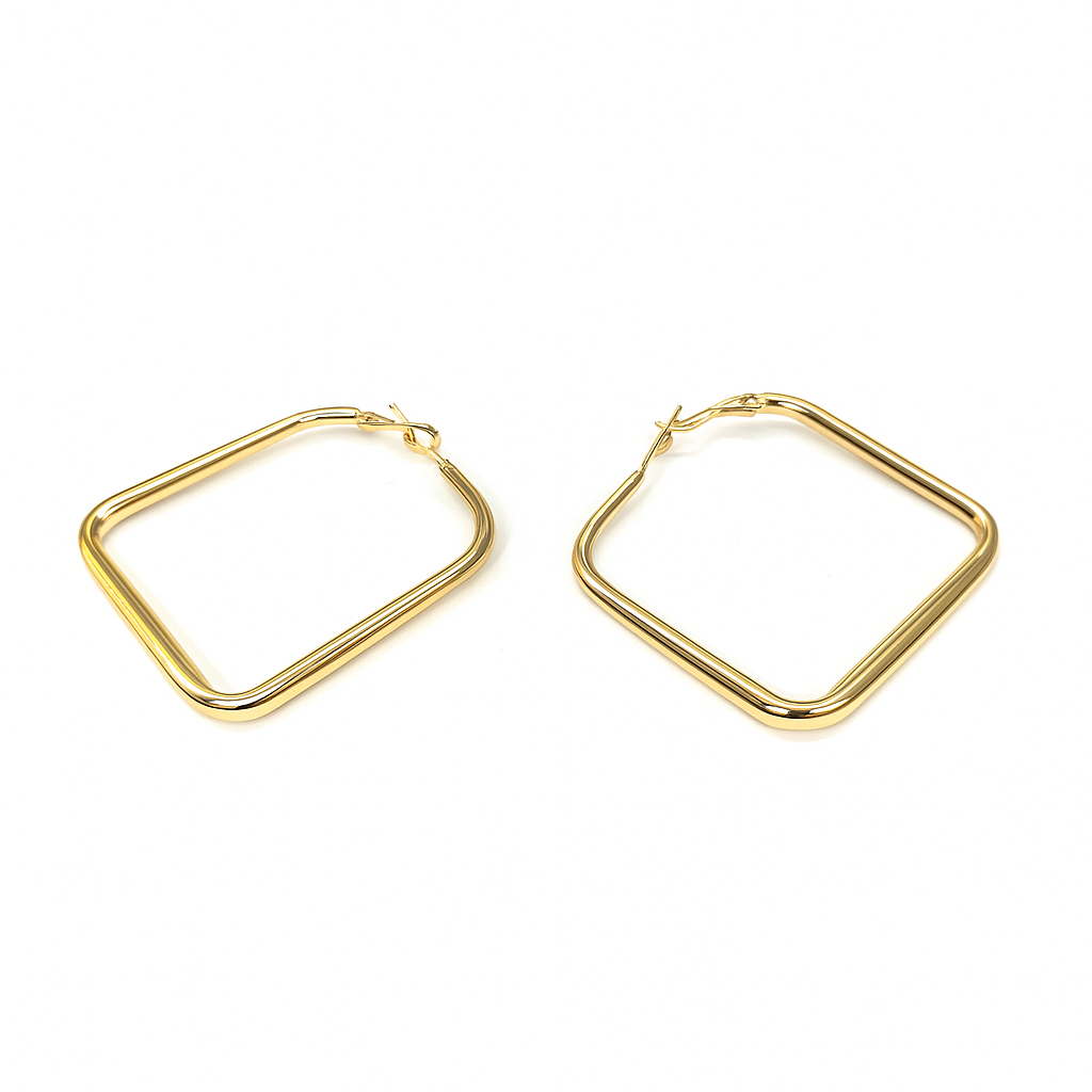 big Gold square shape design hoops