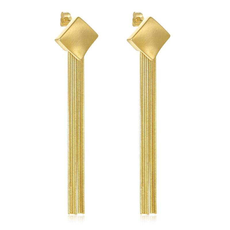Top of square gold chains earring