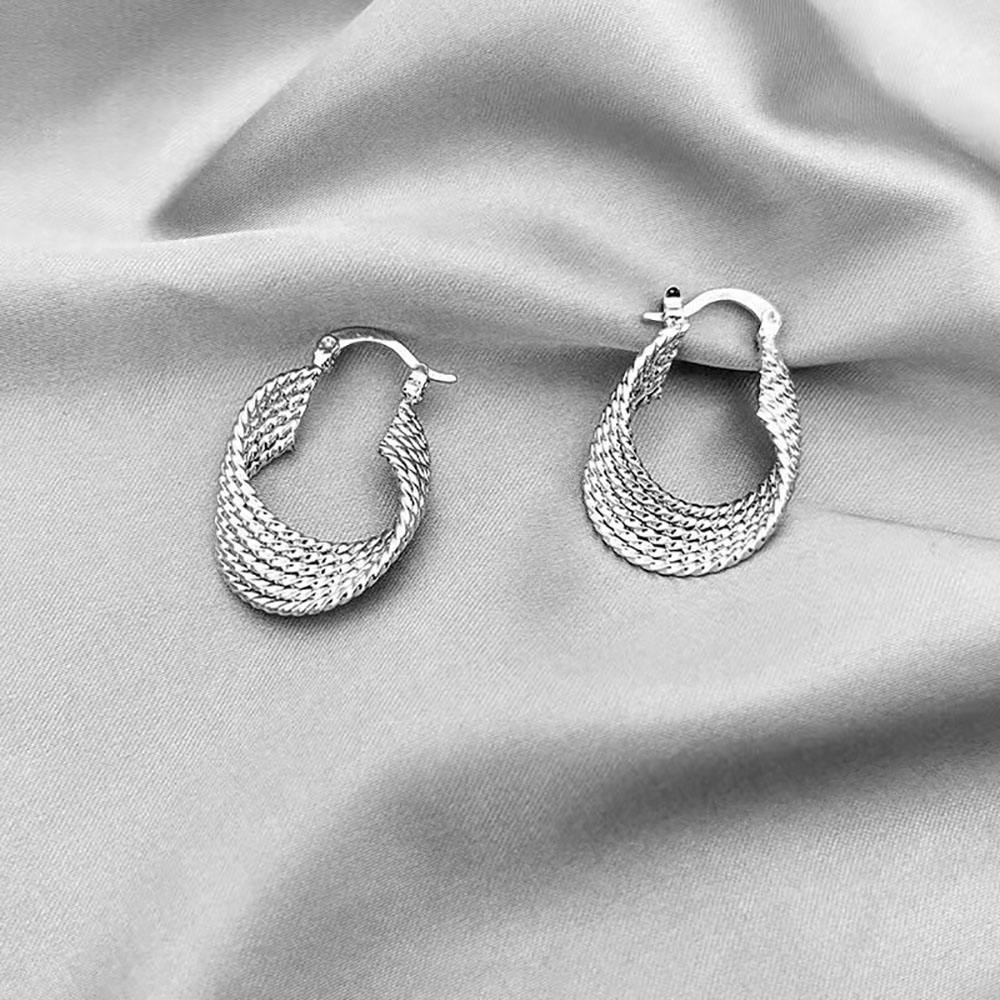 Silver Plated Twisted Twist Pedant Hoop Earring
