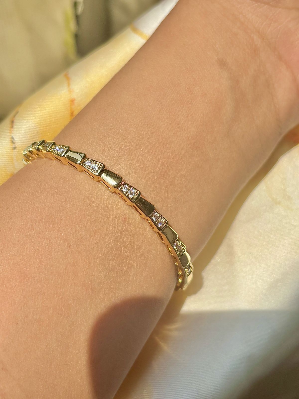 Stylish Micro Pave Diamonds Gold Kada Bracelets For Girls
