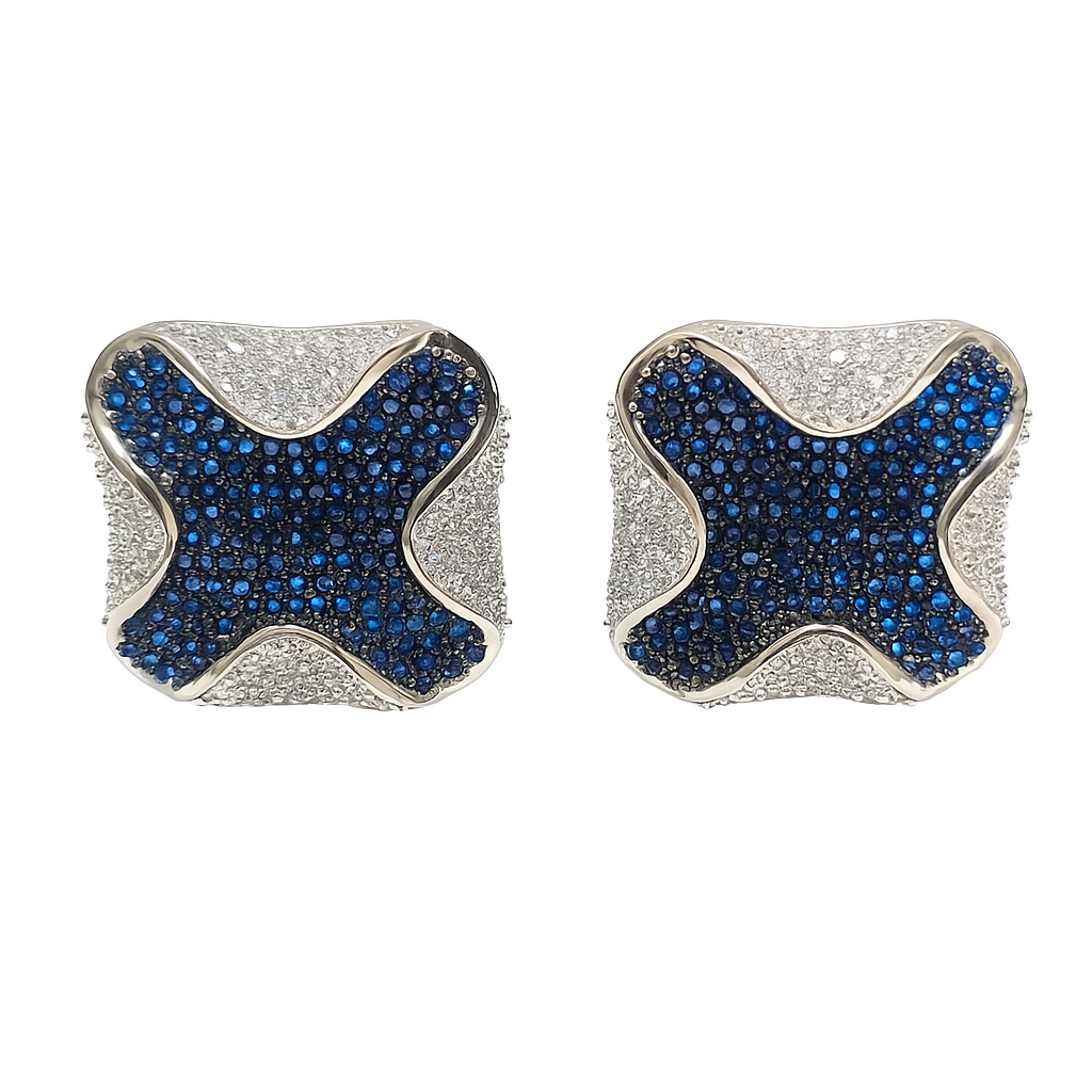 Blue quartz square earring
