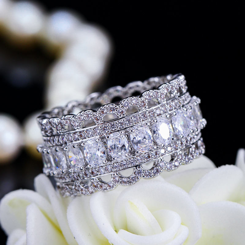 New style pave dazzling cubic zirconia ring for girls & women