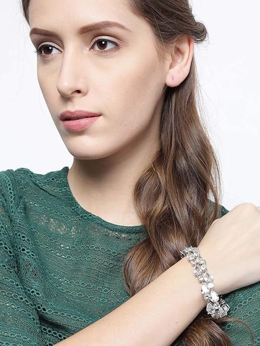 Luxury design double layer oval shape American diamonds stylish look bracelets for women