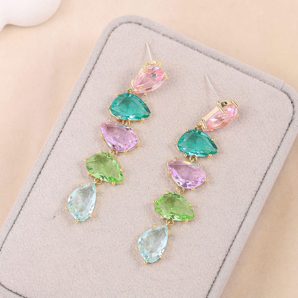 Multi Colour With Four Layer Dangle Earring