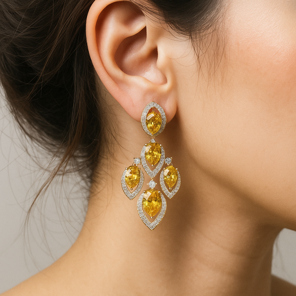 Gold Plated Crystal Zircon Hollow Drop Earrings For Women