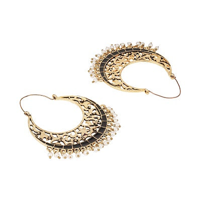 Traditional Round Black hoop earring