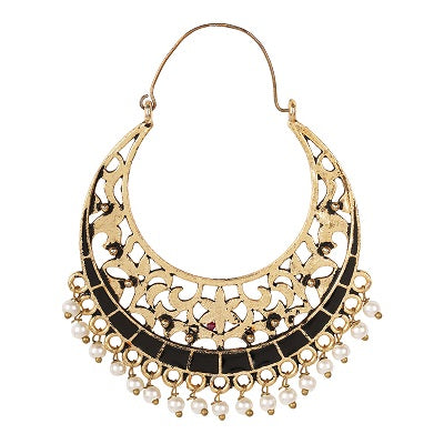 Traditional Round Black hoop earring