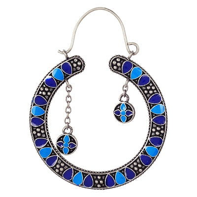 Blue oxidized hoop earring