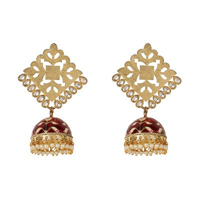 Traditional golden Square Jhumki