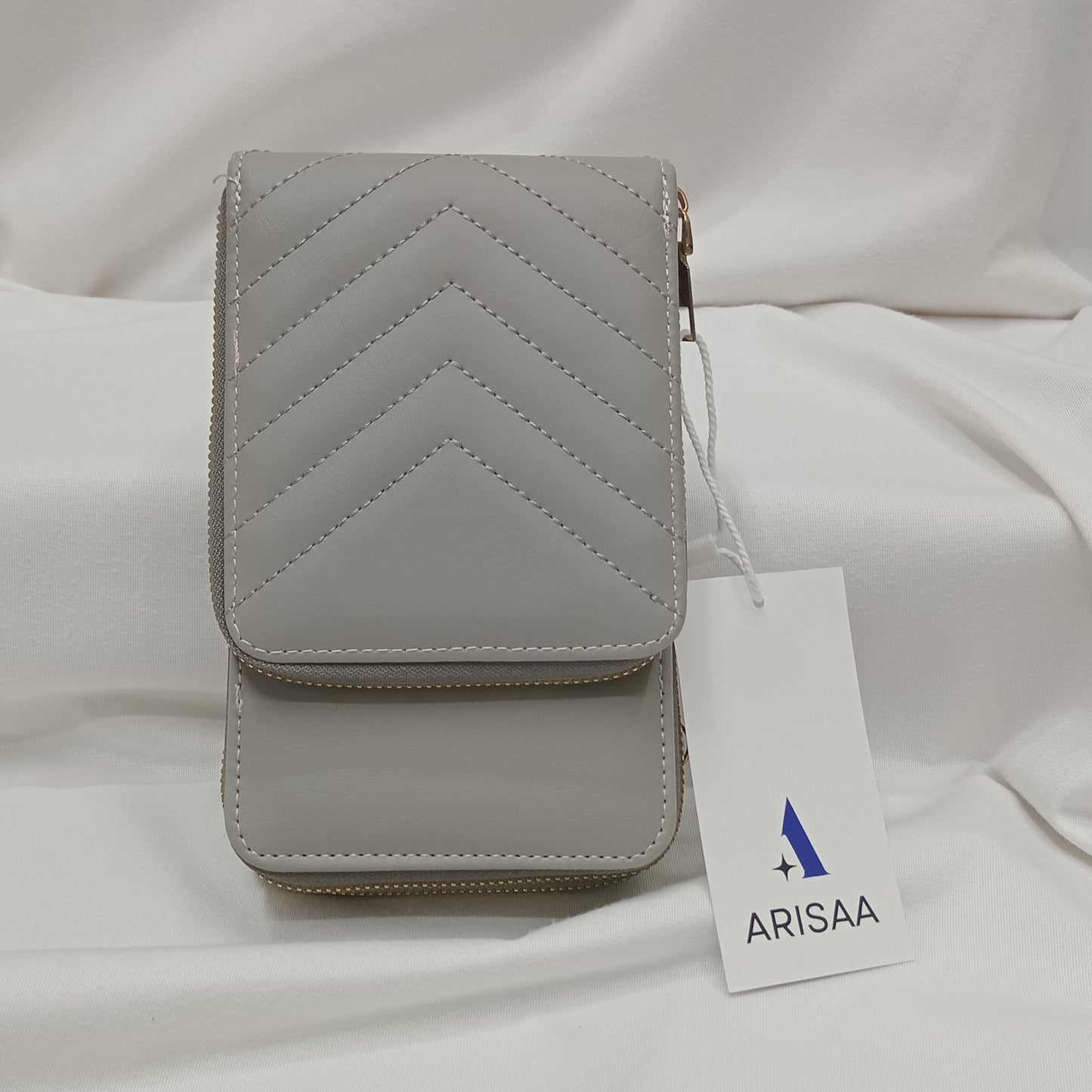 Many pocket zipper smart look grey wallet