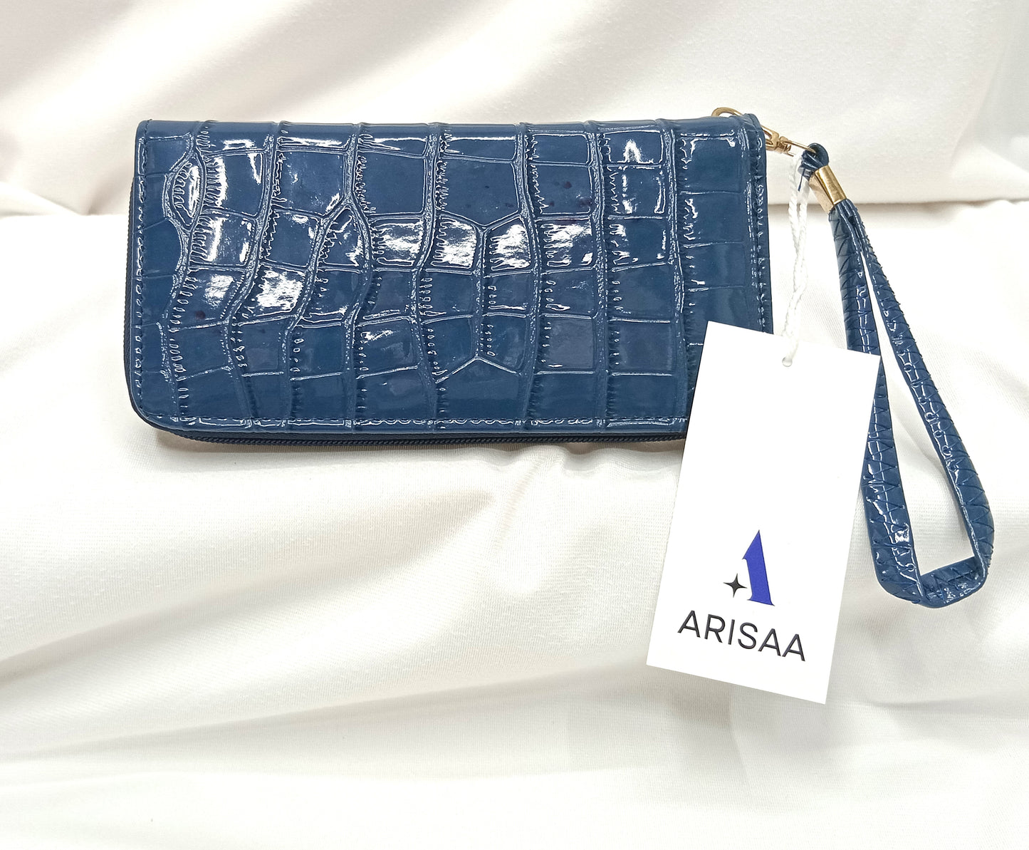 Luxurious look crocodile skin blue wallet