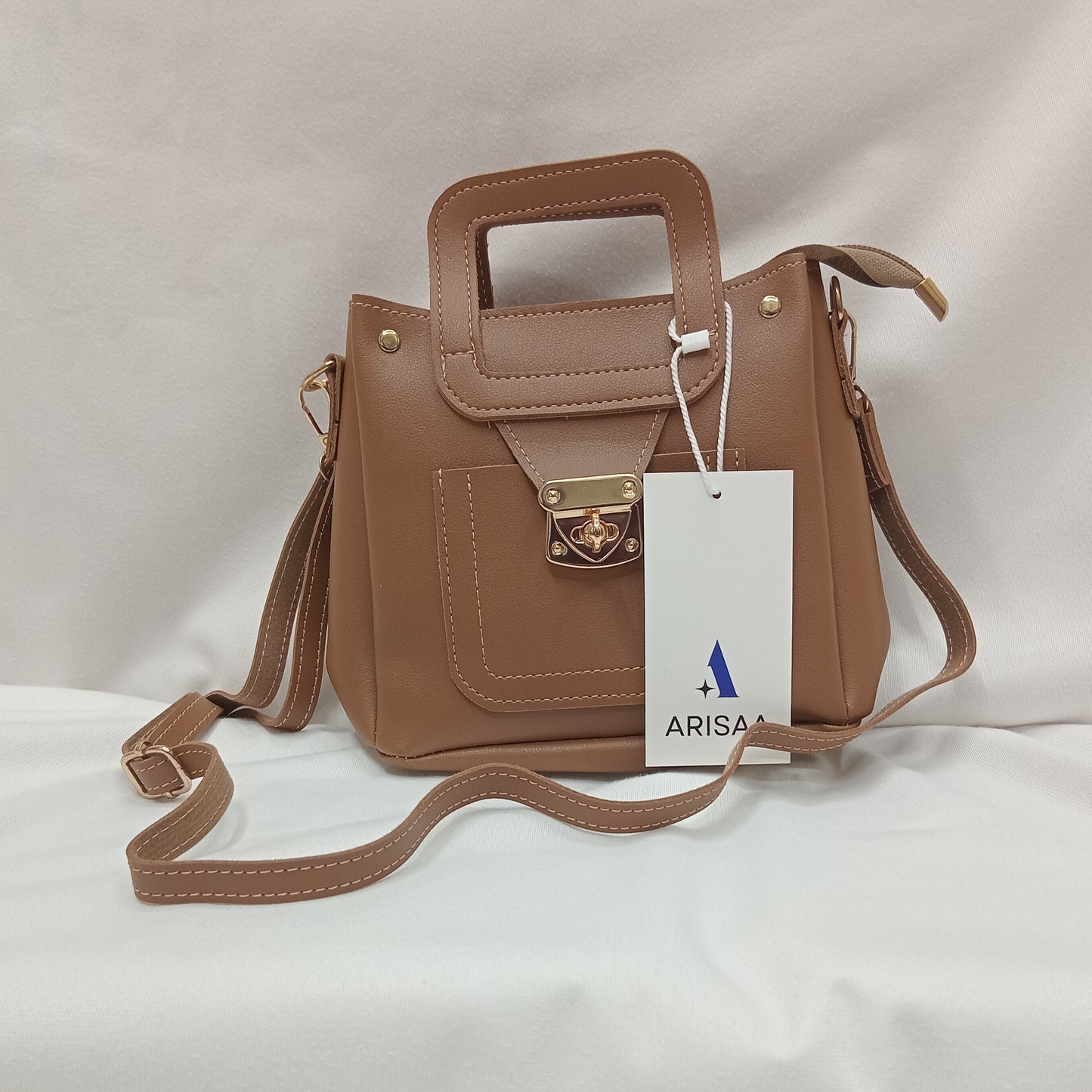 Smart long tan handbag