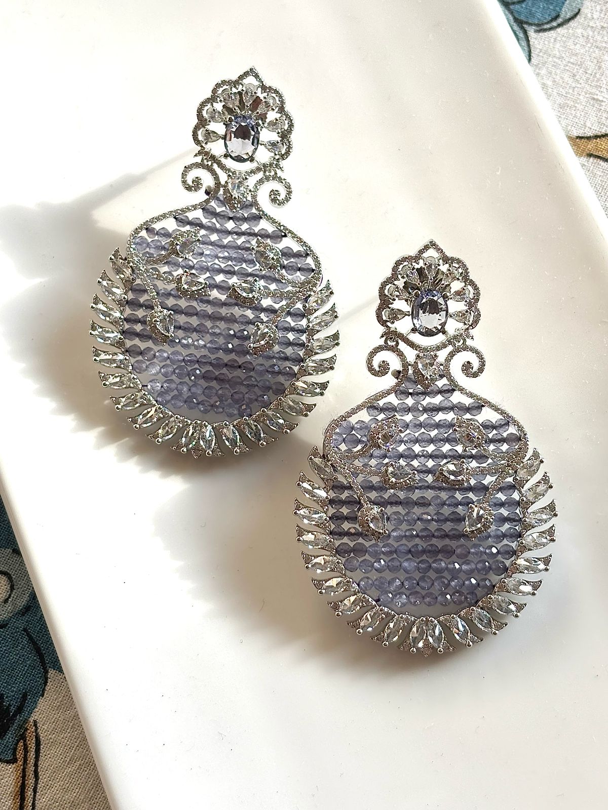 Gorgeous luxury rhinestone stone long tassel earring