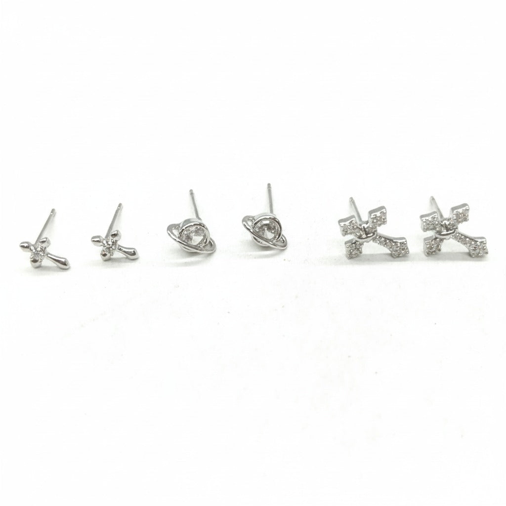 Mini Icons Silver Stud Earrings