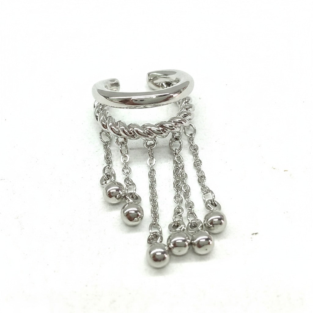 Silver Cascade Chain Ear Cuff
