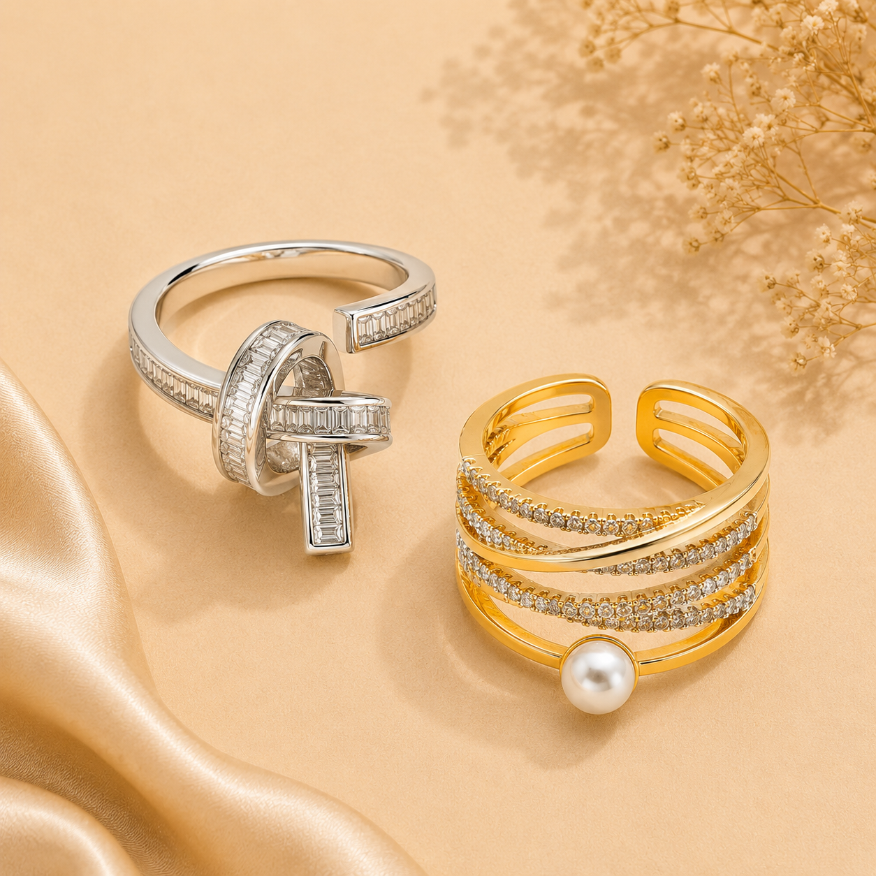 Gold plated & stylish finger rings set for women & girls- arisaa