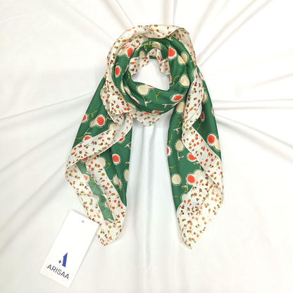 green colour orange print scarf
