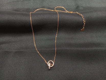 Cubic Diamonds With Round Ring Pedant Necklace