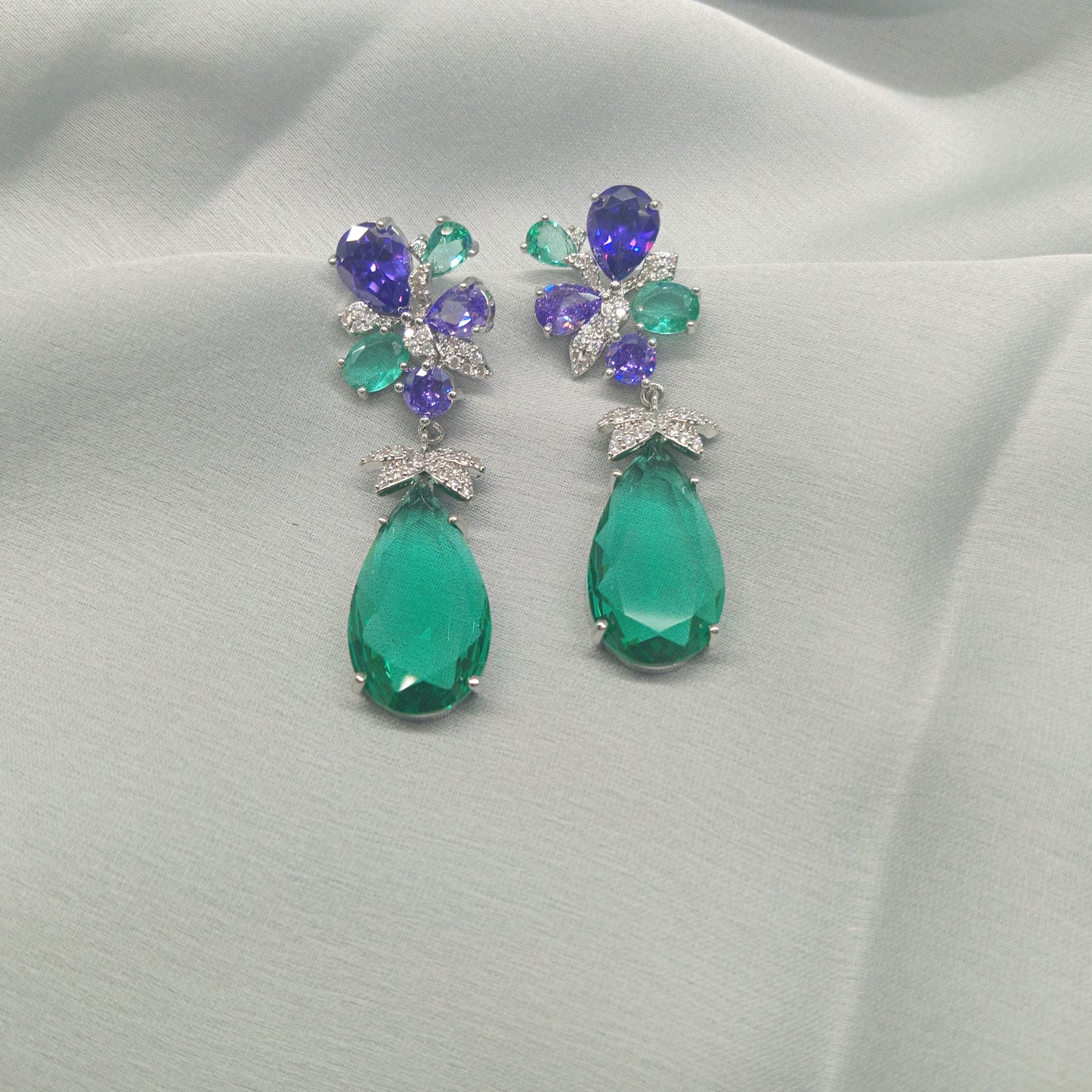 Luxury Earring With Light Blue Diamonds Dangle Earring