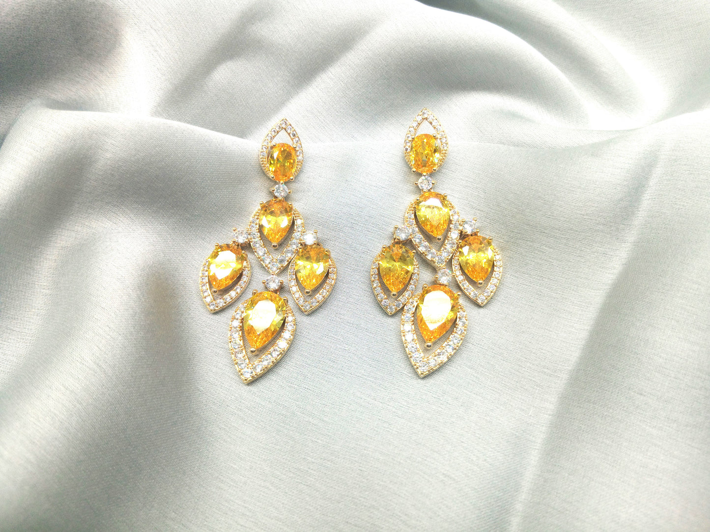 Gold Plated Crystal Zircon Hollow Drop Earrings For Women