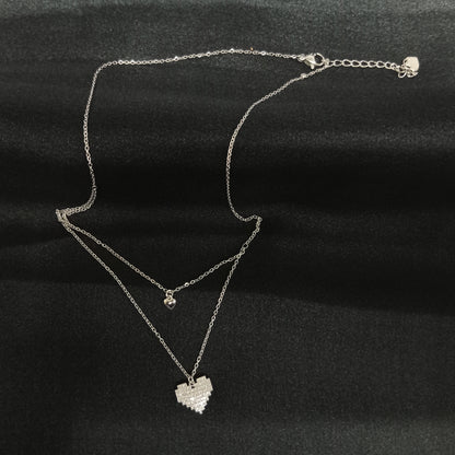 Silver Plated Heart Shape Two Layer Necklace