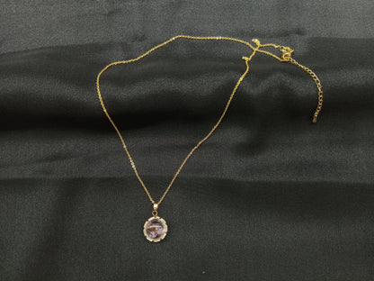 Transparent Ball Pedant Inside Light Flower Necklace With Gold Chain For Girls