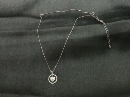 Silver Plated Round Shape With In Heart Pedant Necklace For Women