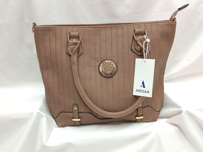 Striking gold buckle brown hand bag