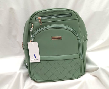 Designer green colour bag pack with pouch