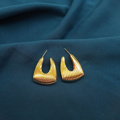 Gold triangle with line dangle earring